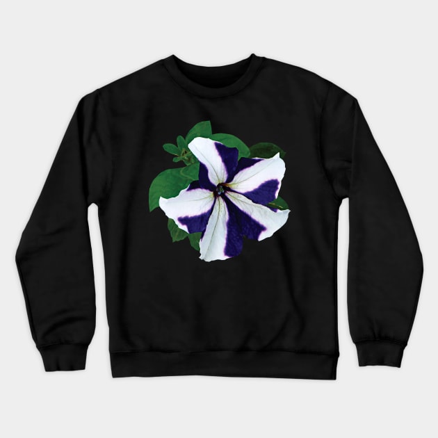 Petunias - One Purple and White Petunia Crewneck Sweatshirt by SusanSavad